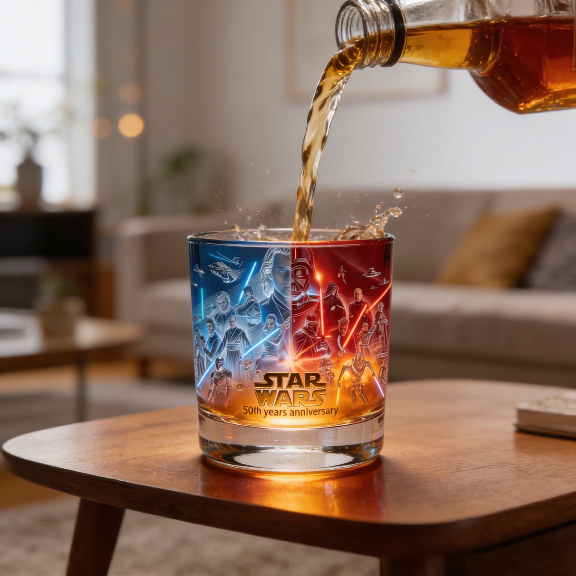 Sci-Fi Light vs Dark Whiskey Glass – Dual Color Galaxy Design Tumbler Gift for Fans