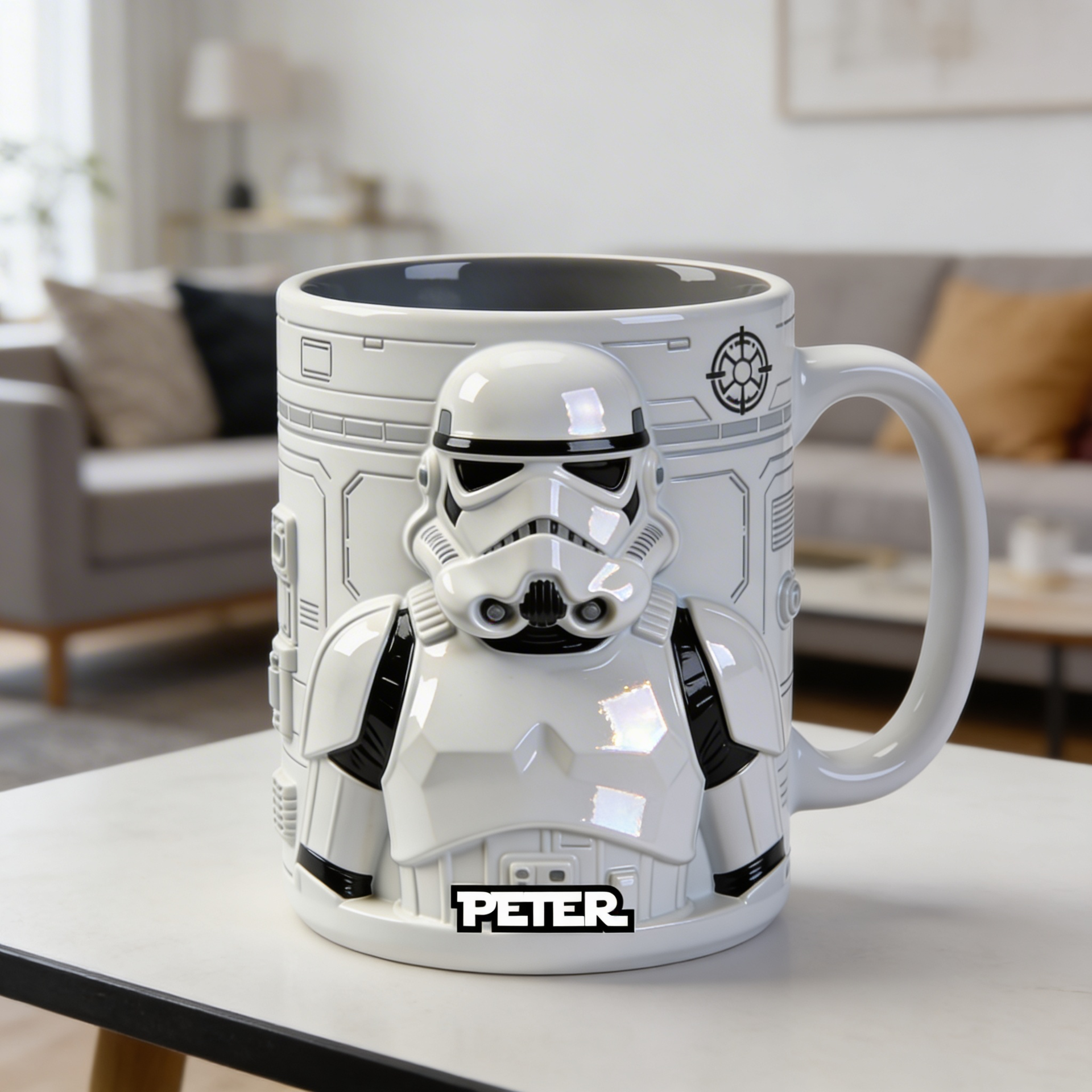 Personalized Dark Warrior Mug – Custom Name Sci-Fi Coffee Mug Unique Gift for Men, Collectible Style