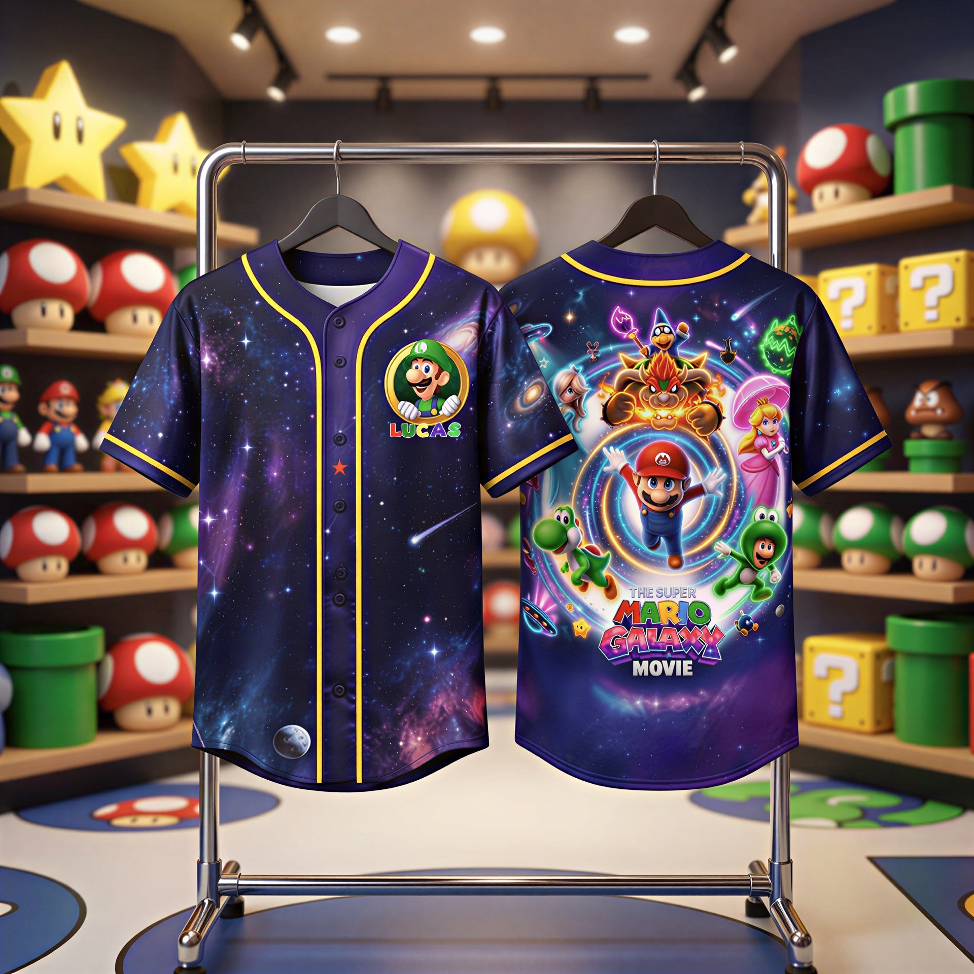 Personalized Galaxy Baseball Jersey – Custom Name Gaming Style Shirt Space Theme Outfit for Kids & Adults