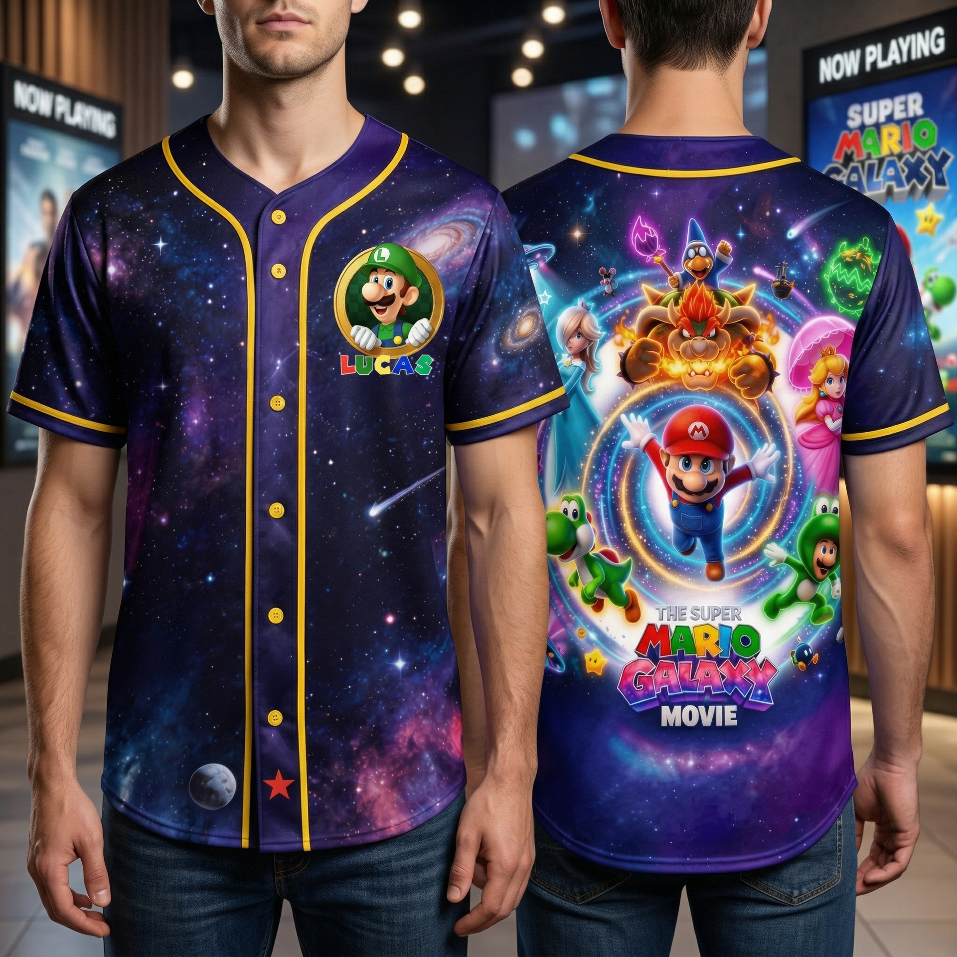 Personalized Galaxy Baseball Jersey – Custom Name Gaming Style Shirt Space Theme Outfit for Kids & Adults