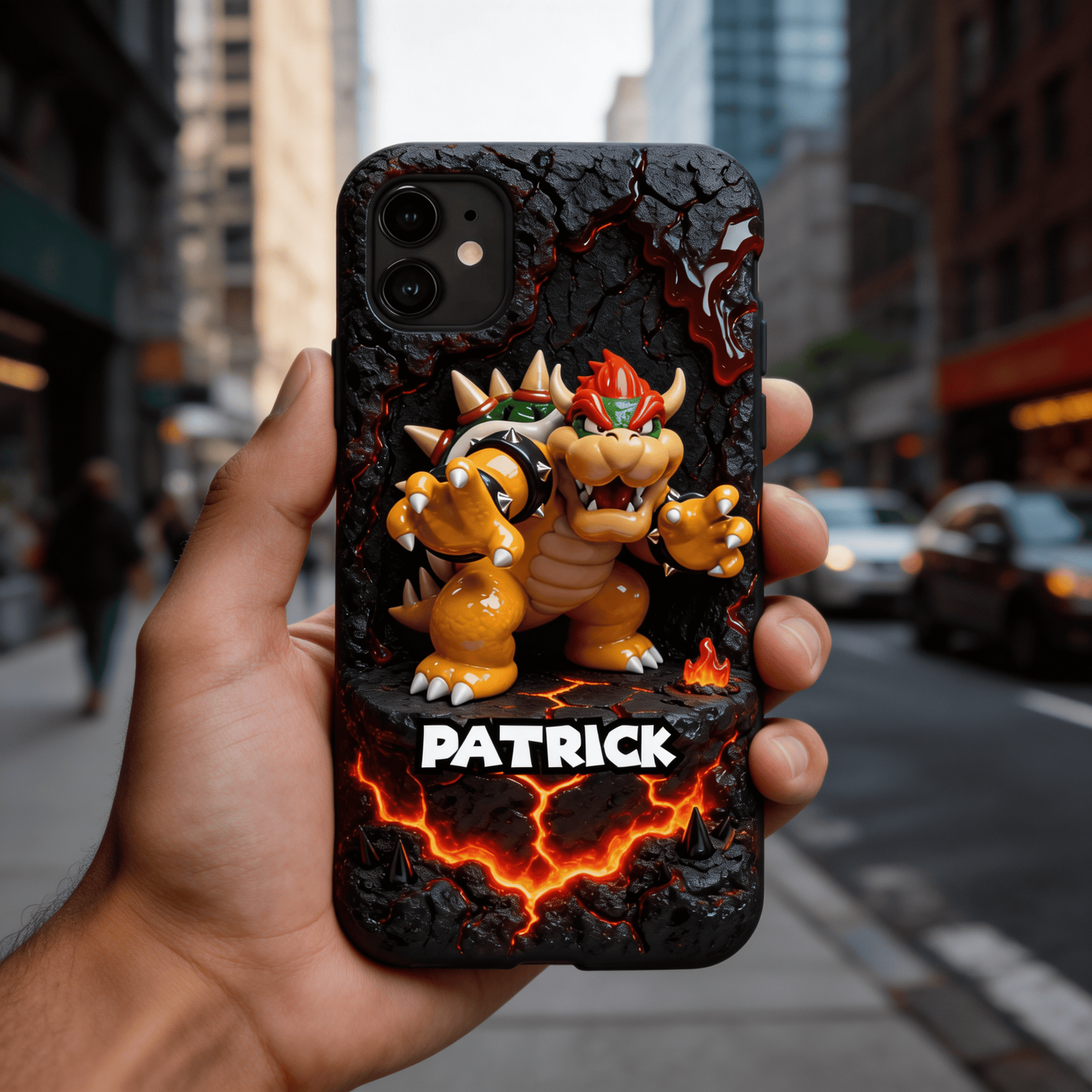 Personalized Phone Case with Custom Name – Retro Game Style Cartoon Design