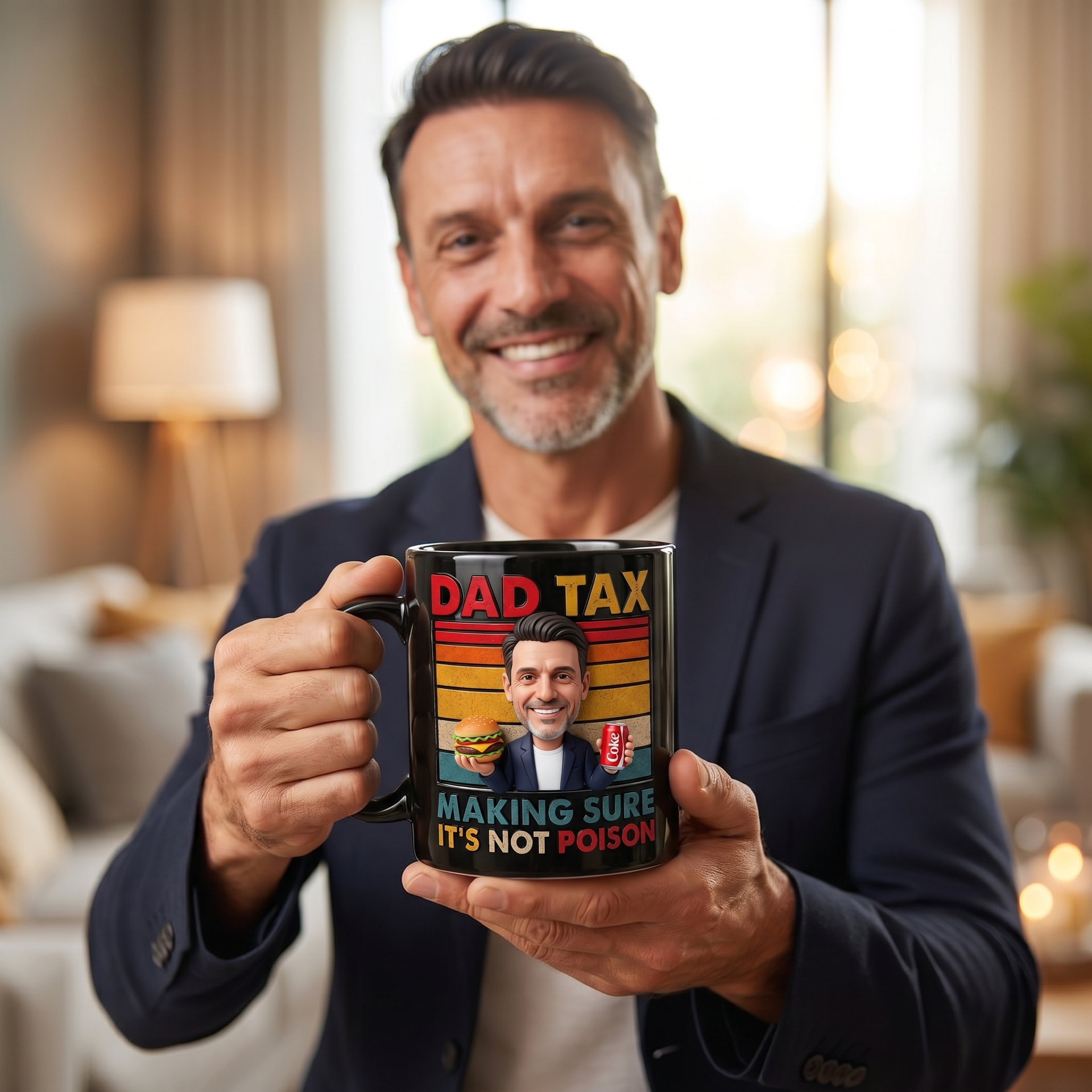 Custom Photo Mug for Dad – Funny Dad Tax Coffee Mug – Personalized Face Mug Gift for Father