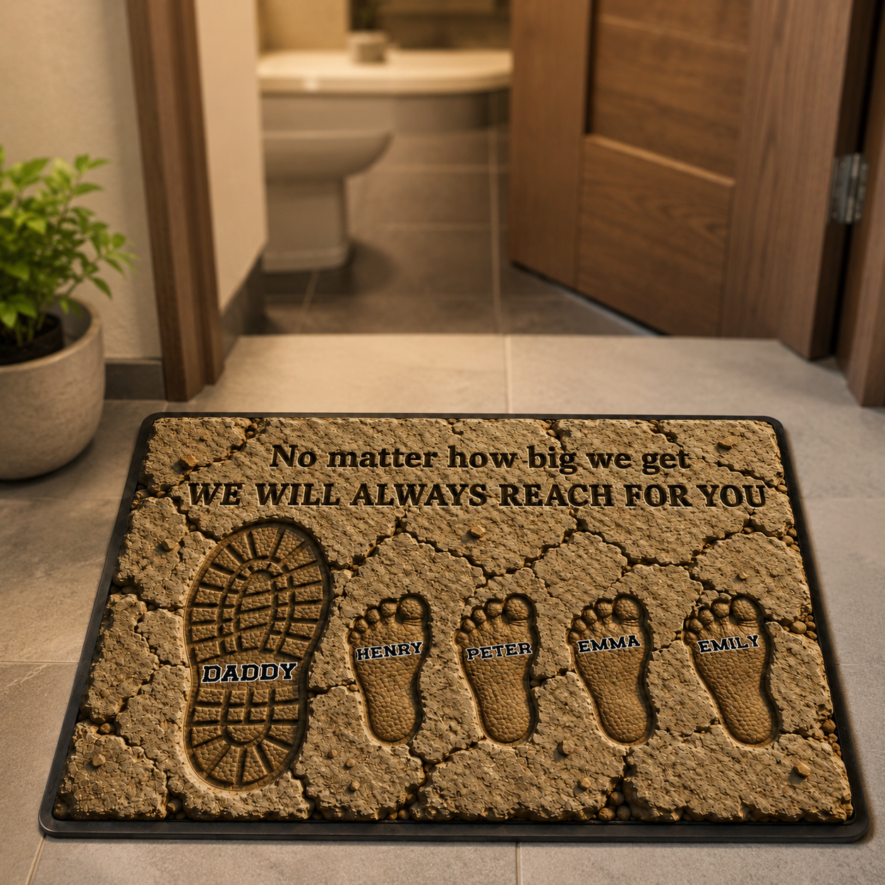 Personalized Family Footprint Doormat, Custom Name Welcome Mat, Custom Family Doormat Gift, Personalized Home Entrance Rug, Housewarming Gift for Family