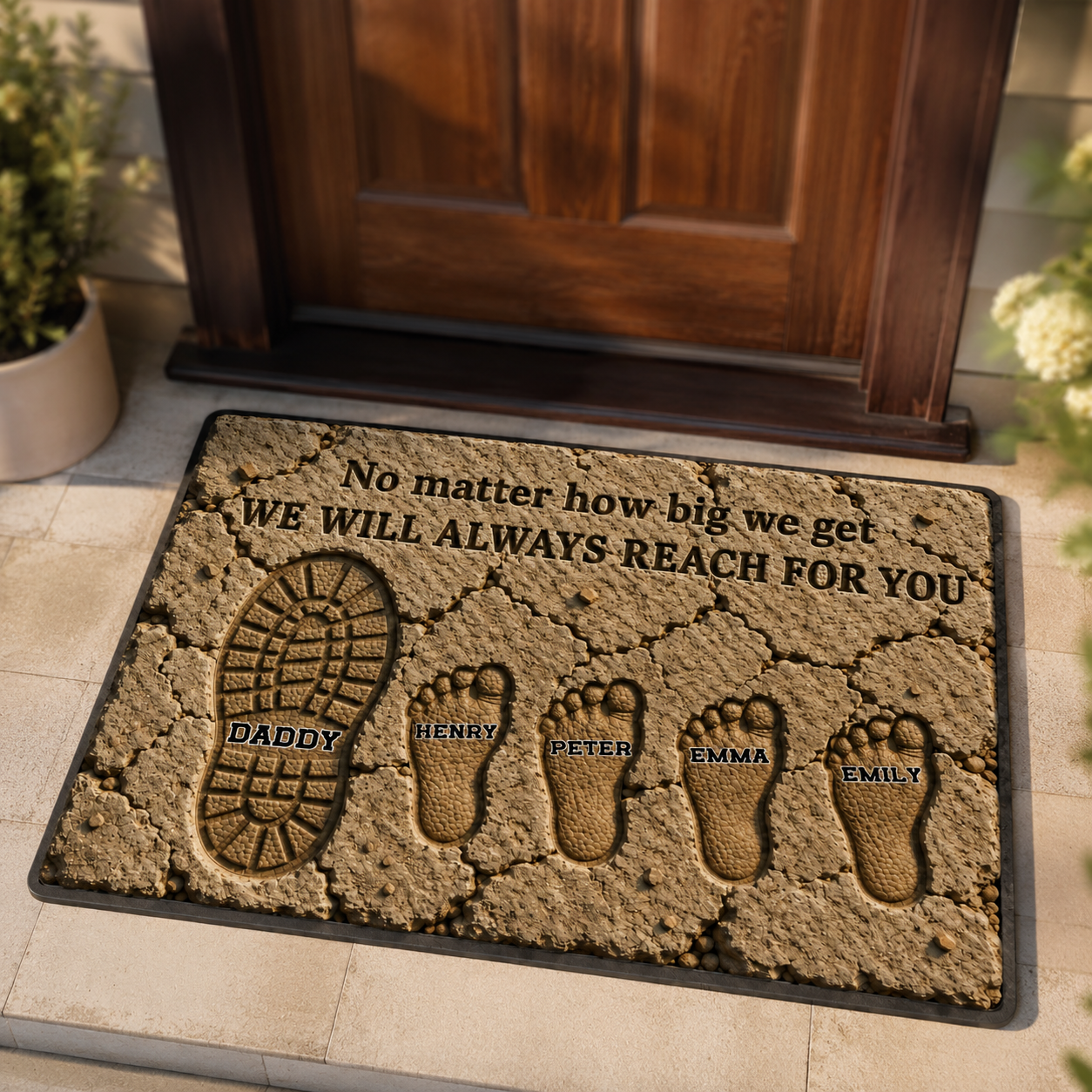 Personalized Family Footprint Doormat, Custom Name Welcome Mat, Custom Family Doormat Gift, Personalized Home Entrance Rug, Housewarming Gift for Family