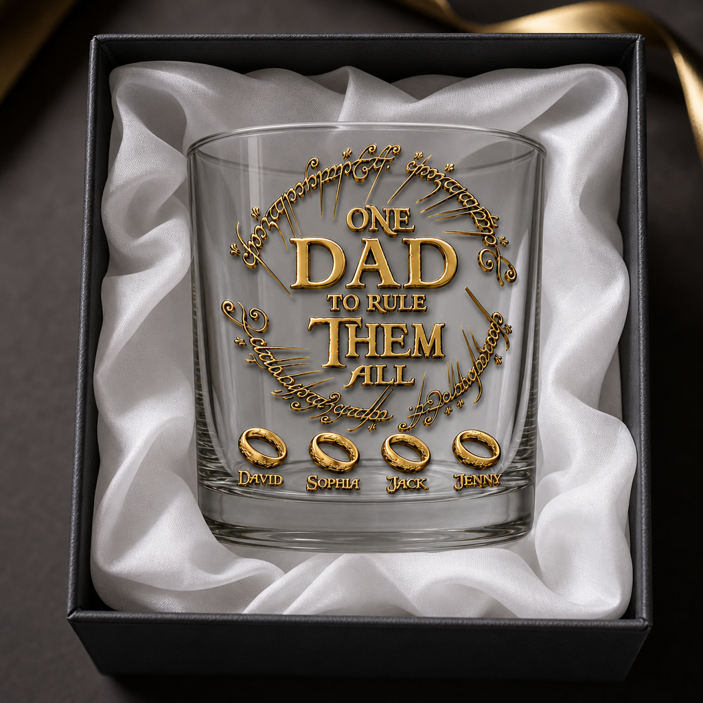 Custom Engraved Whiskey Glass For Dad Personalized Bourbon Glass Custom Names Gift For Father Father's Day Whiskey Lover Gift Scotch Glass Barware Gift For Him