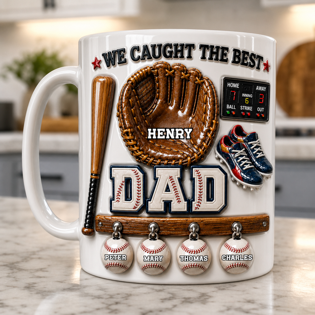 Custom Baseball Dad Mug Personalized Baseball Lover Coffee Mug Gift For Dad Custom Name Sports Mug Father’s Day Gift From Kids Baseball Family Mug Grandpa Gift For Him