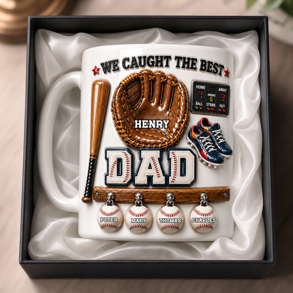 Custom Baseball Dad Mug Personalized Baseball Lover Coffee Mug Gift For Dad Custom Name Sports Mug Father’s Day Gift From Kids Baseball Family Mug Grandpa Gift For Him