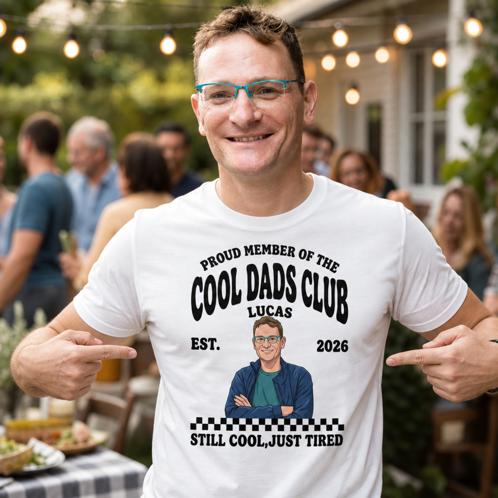 Custom Photo Shirt For Dad, Personalized Cool Dads Club T Shirt, Custom Dad Portrait Tee, Funny Father’s Day Gift Shirt, Personalized Name Dad Apparel, Gift For Dad From Kids, Matching Family Dad Tee