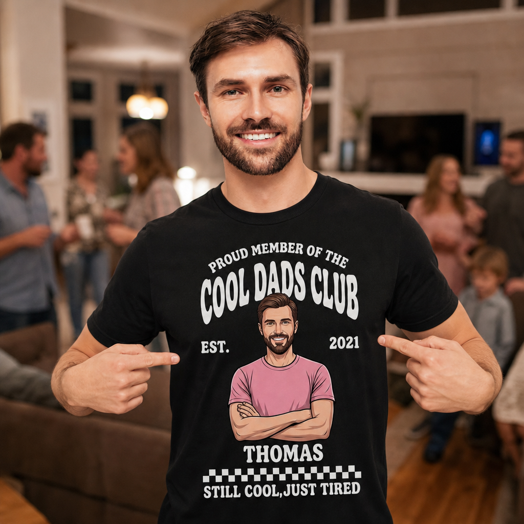 Custom Photo Shirt For Dad, Personalized Cool Dads Club T Shirt, Custom Dad Portrait Tee, Funny Father’s Day Gift Shirt, Personalized Name Dad Apparel, Gift For Dad From Kids, Matching Family Dad Tee