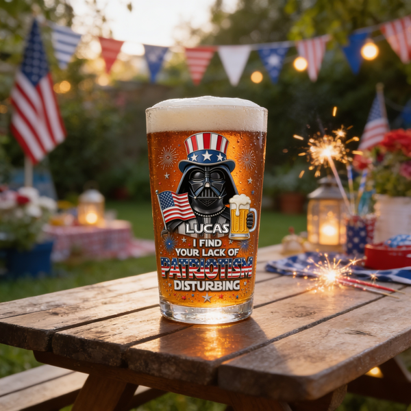 Custom Lack of Patriotism Disturbing Beer Glass - Funny 4th of July Gift