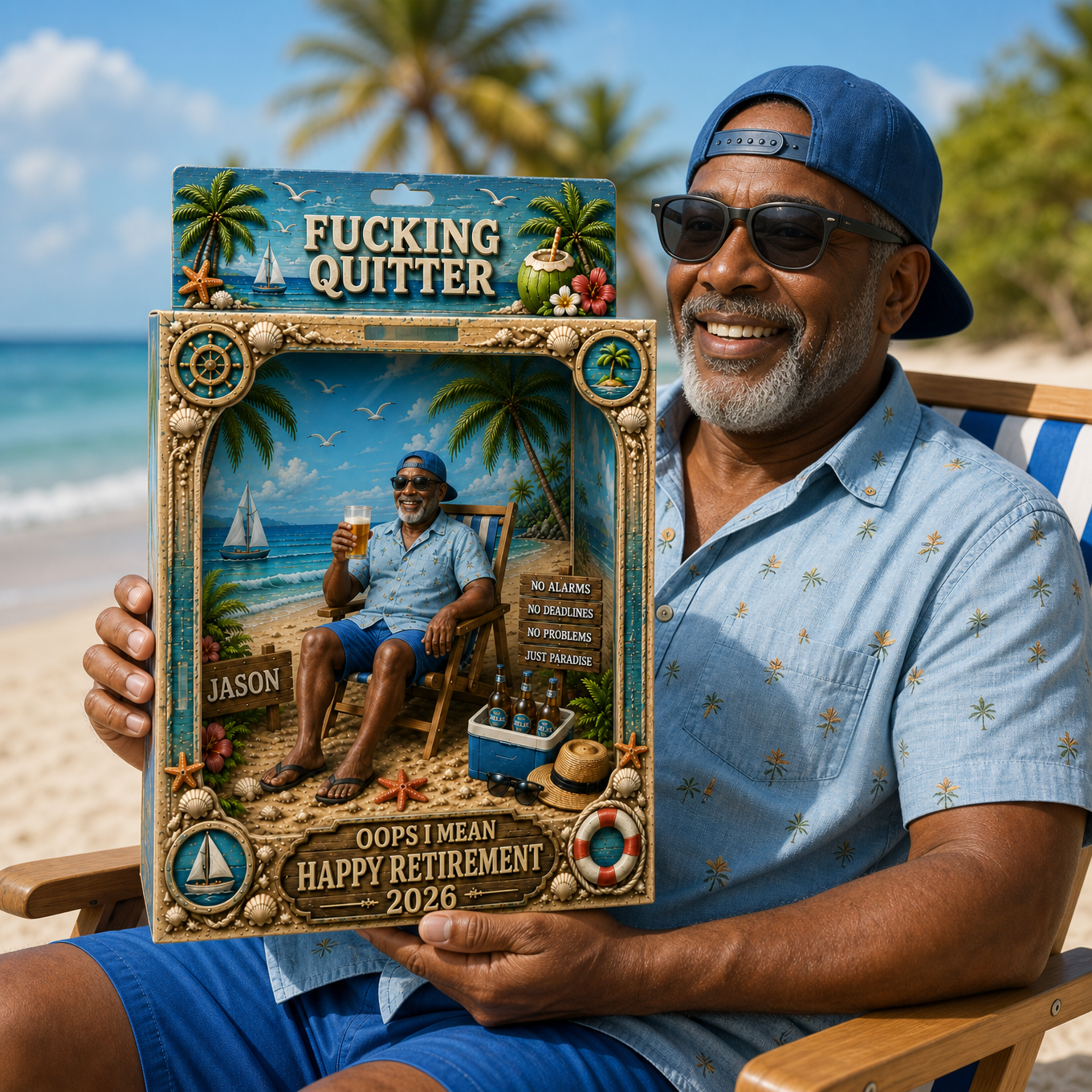 Custom Funny Retirement Photo Plaque Box - Personalized Fucking Quitter Gag Gift