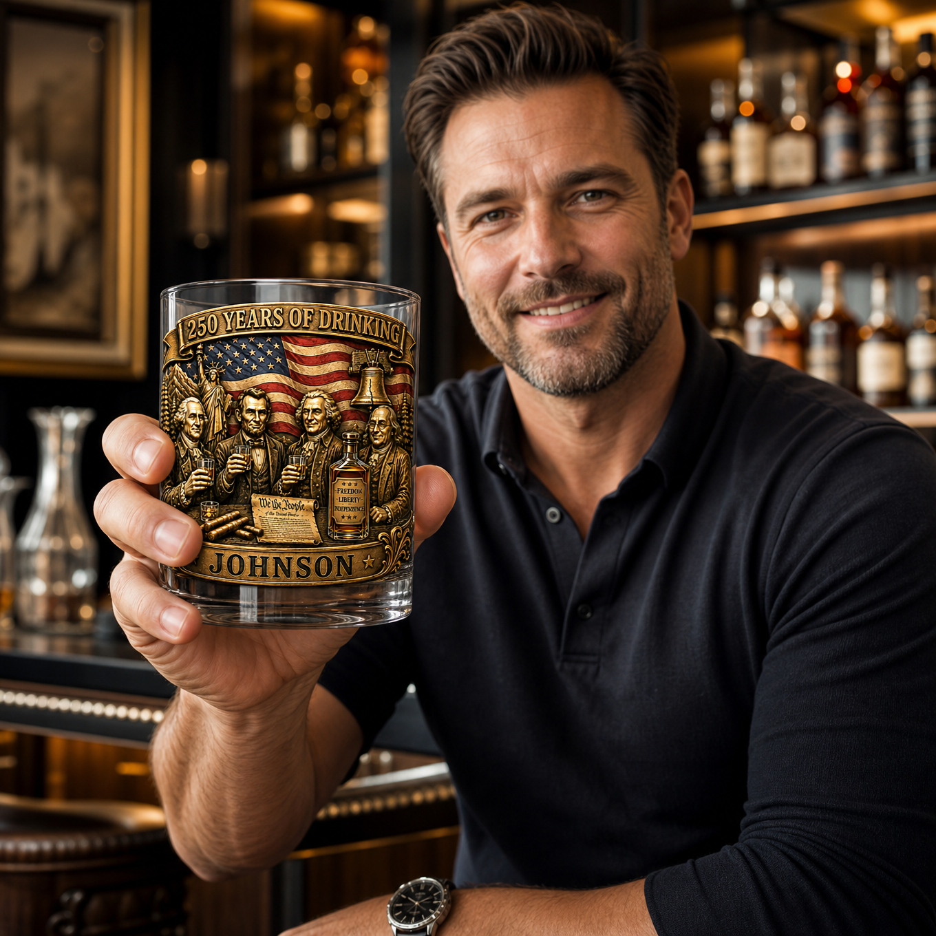 Custom 250 Years of Drinking Whiskey Glass - Personalized 4th of July Gift