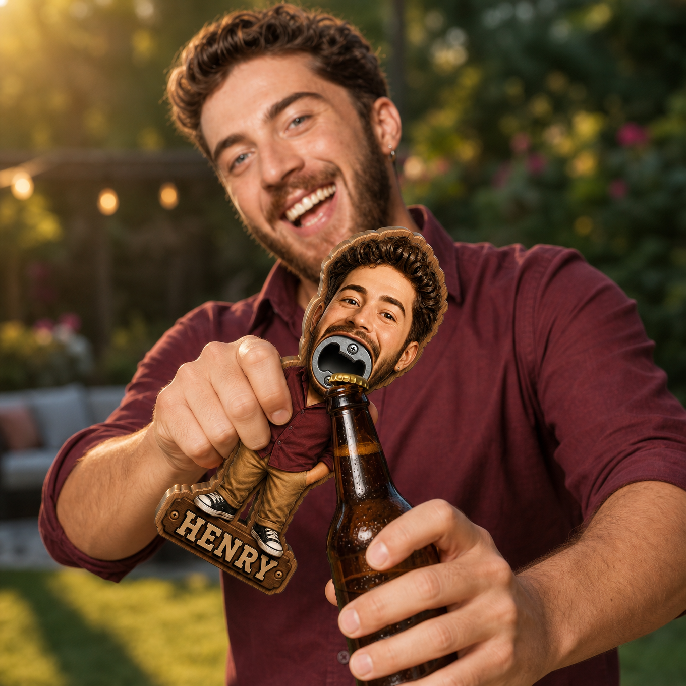 Custom Photo Cartoon Bottle Opener - Personalized Funny Gift for Dad