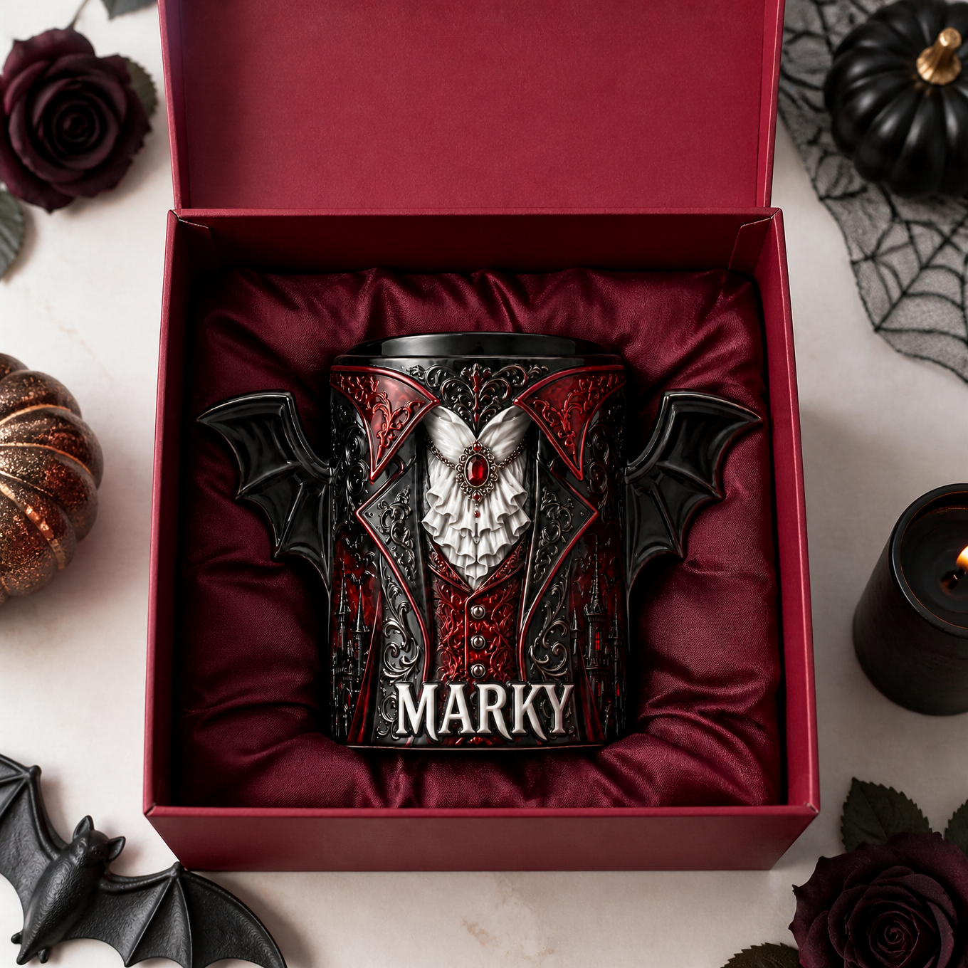 Custom Name Dracula Mug, Personalized Vampire Coffee Cup, Halloween Gift for Horror Fans