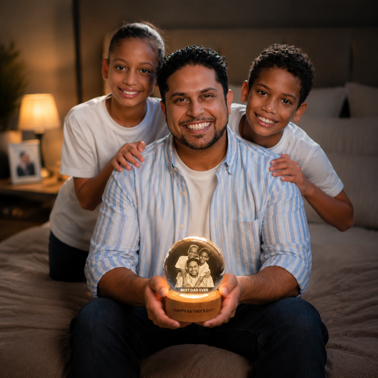 Custom Photo Lamp – Personalized Crystal Photo Light, Gift For Mom and Dad, Custom Engraved Night Light, Best Mom, Dad Ever LED Lamp