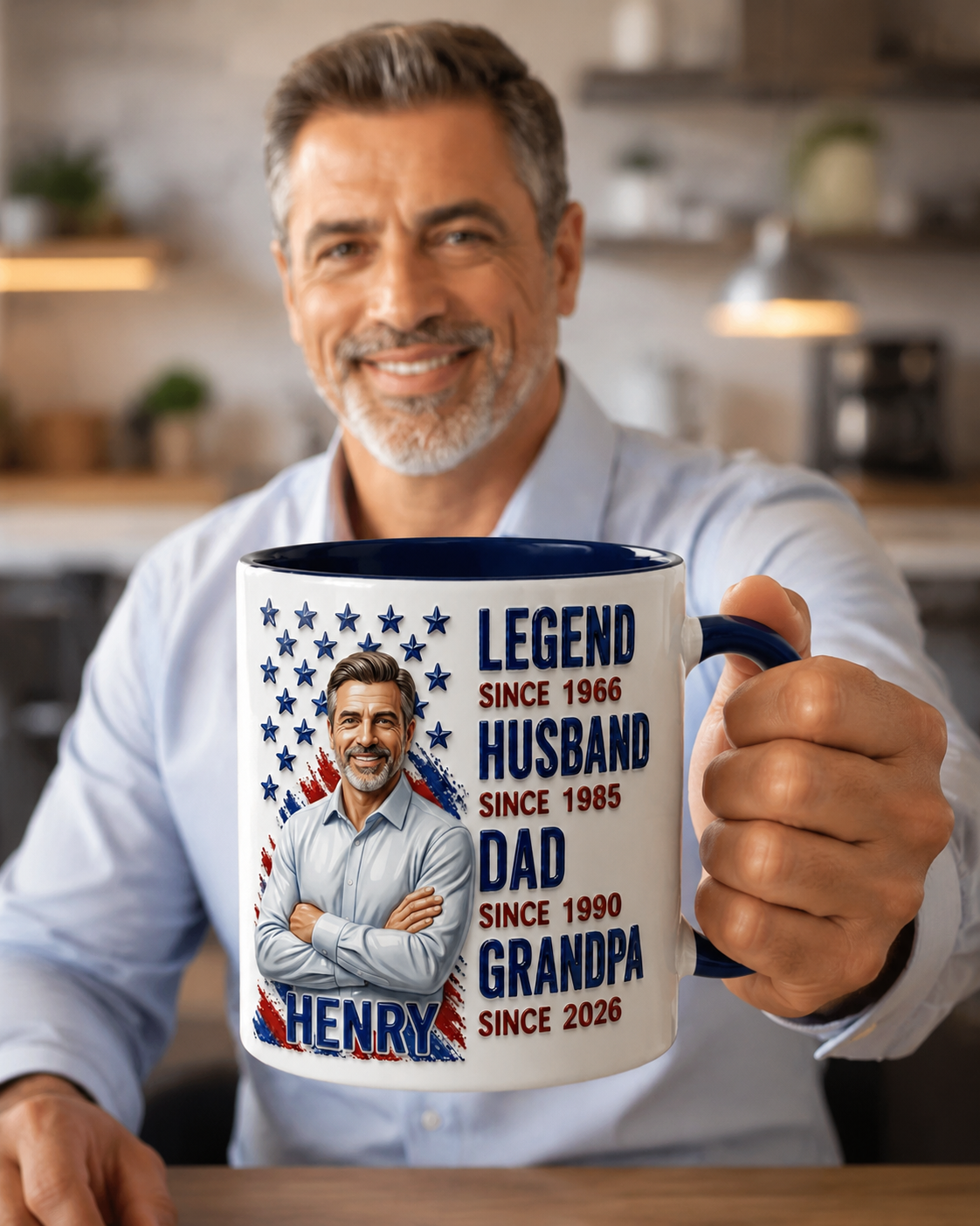 Personalized Dad Grandpa Mug, Custom Photo Coffee Mug for Dad, Legend Husband Grandpa Since Year Mug, Father’s Day Gift for Grandpa