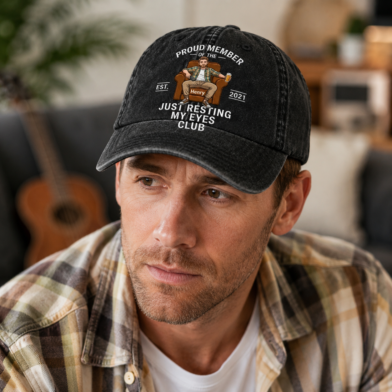 Personalized Embroidered Dad Cap, Custom Photo Baseball Cap for Dad, Funny Resting My Eyes Club Hat, Father’s Day Gift for Dad