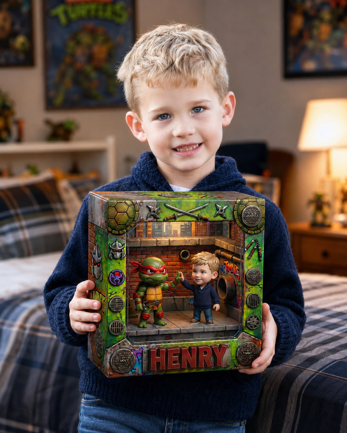 Custom Ninja Turtle Inspired Photo Plaque Personalized Kid Room Decor Custom Name Acrylic Plaque Gift For Kids Birthday Gift For Son Grandson Cartoon Fan Keepsake Display Plaque