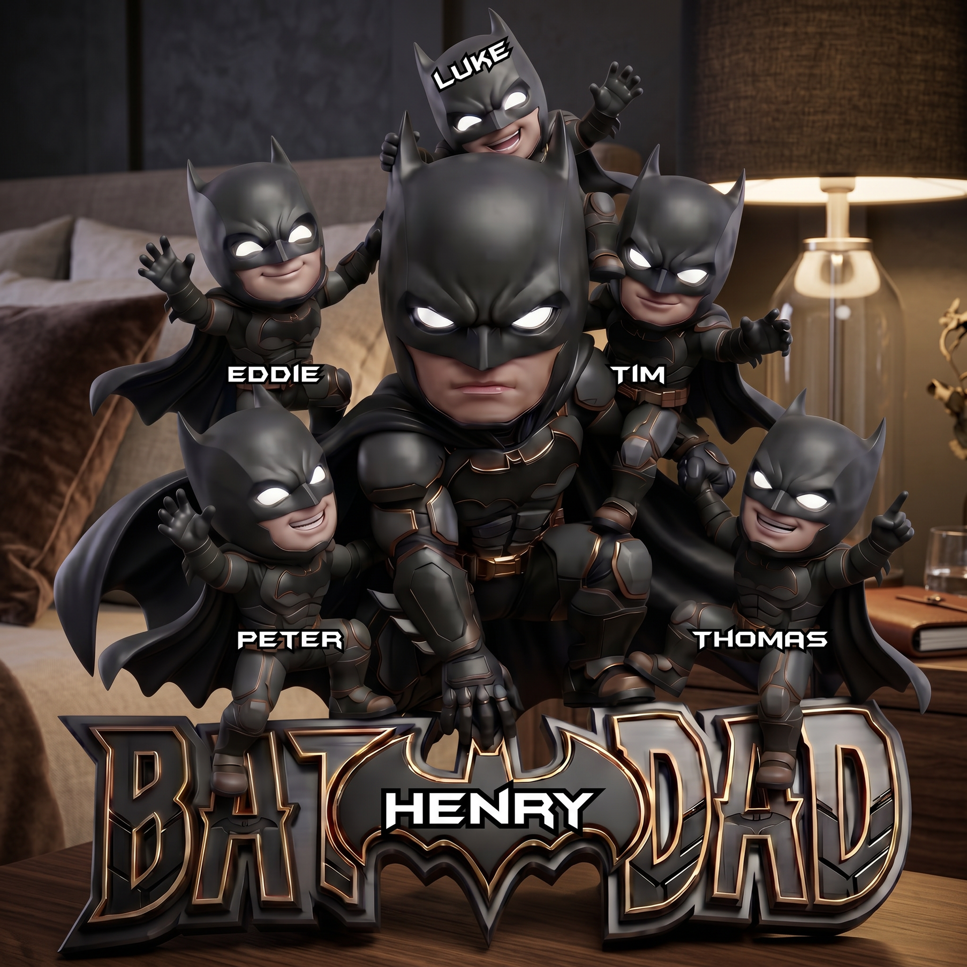 Custom Dark Hero Family Plaque, Personalized Super Dad Acrylic Plaque, Gift For Dad, Custom Name Family Keepsake, Hero Inspired Decor, Father’s Day Gift From Kids, Collectible Display Plaque