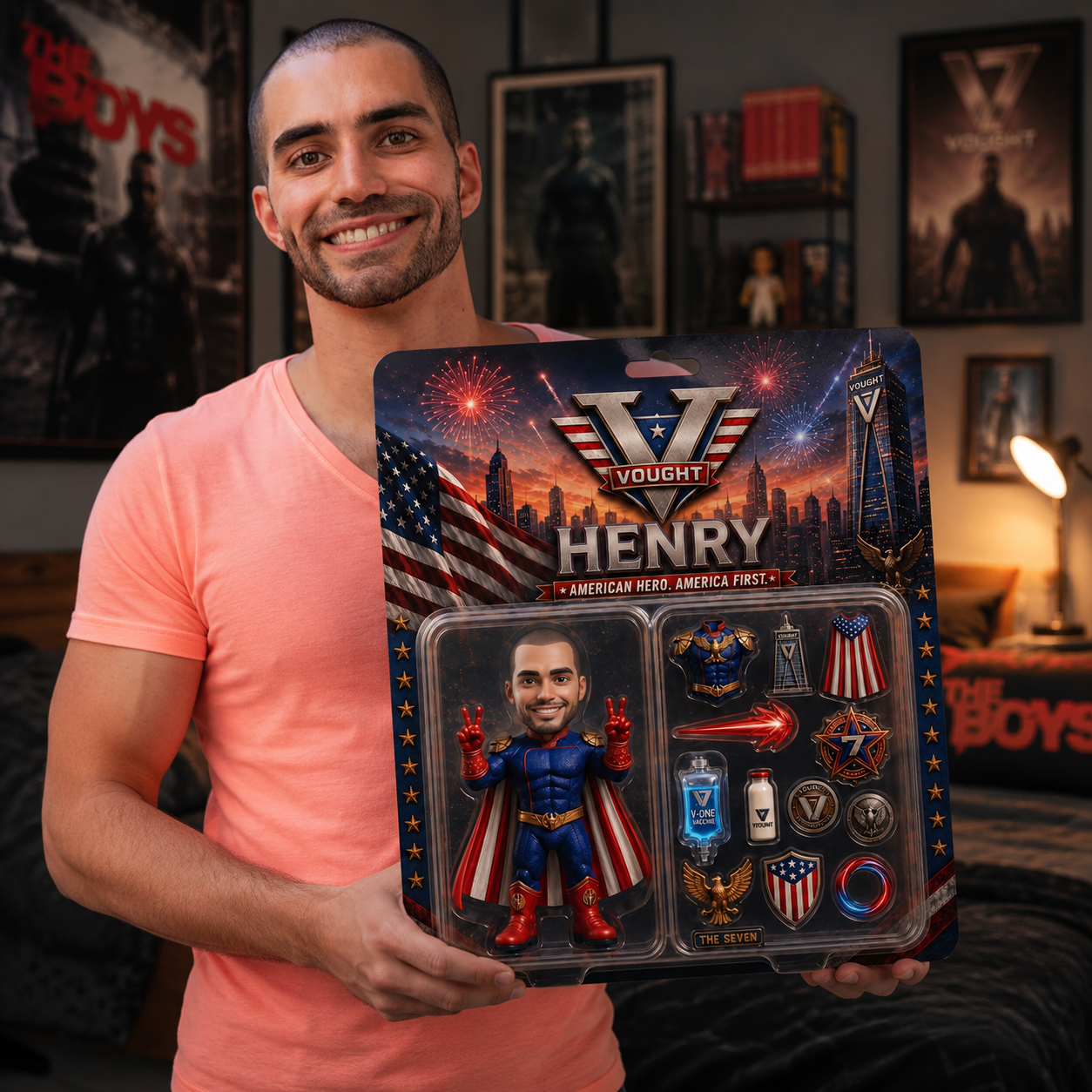 Custom hero Action Plaque, Personalized Collectible, Custom Photo Fan Gift, Patriotic Hero Display, Movie Inspired Keepsake For Him