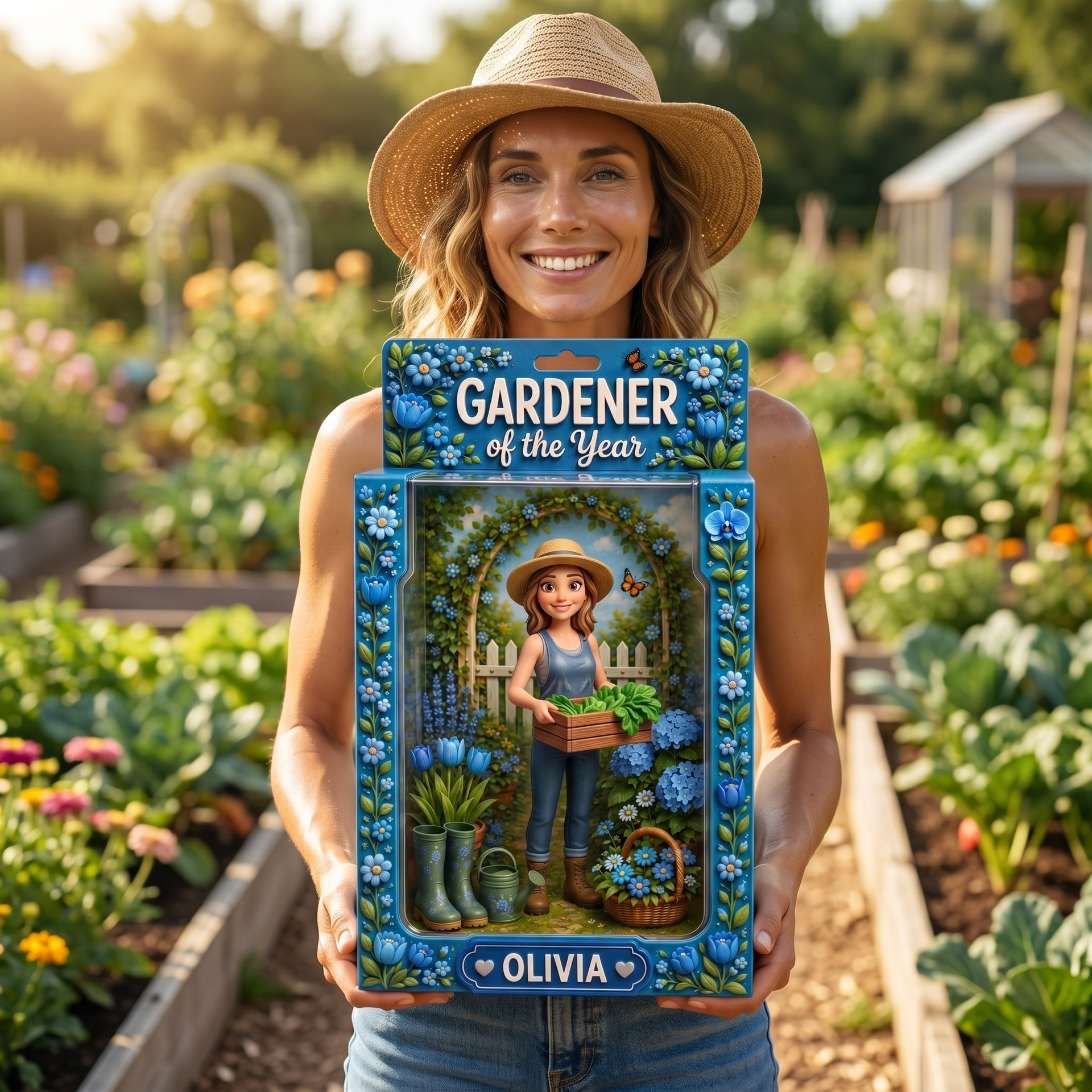 Custom Gardener of the Year Photo Plaque Box- Personalized Gardening Gift