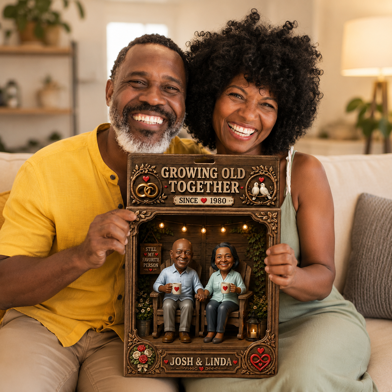 Custom Growing Old Together Photo Plaque - Personalized Wedding Anniversary Gift