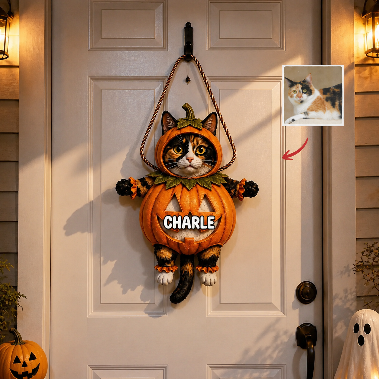 Custom Photo Door Hanger – Personalized Halloween Gift for Horror & Pet Lovers hn23072026