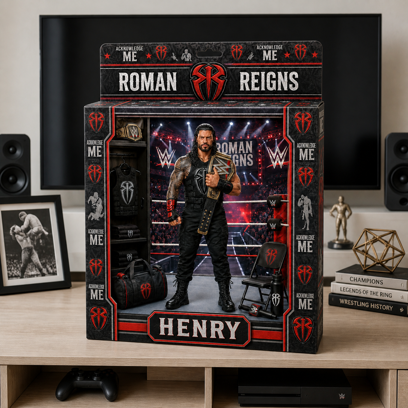 Custom Photo Name Wrestling Box Plaque, Personalized Ring Fan Gift for Men hn14072026