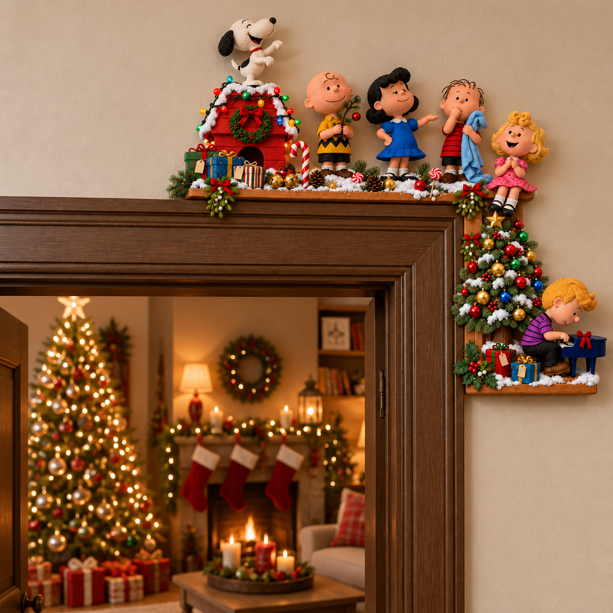 Christmas Cartoon Door Corner Decor, Character Holiday Door Frame Decoration, Festive Christmas Home Decor, Unique Gift for Animation Fans hn23102026tp
