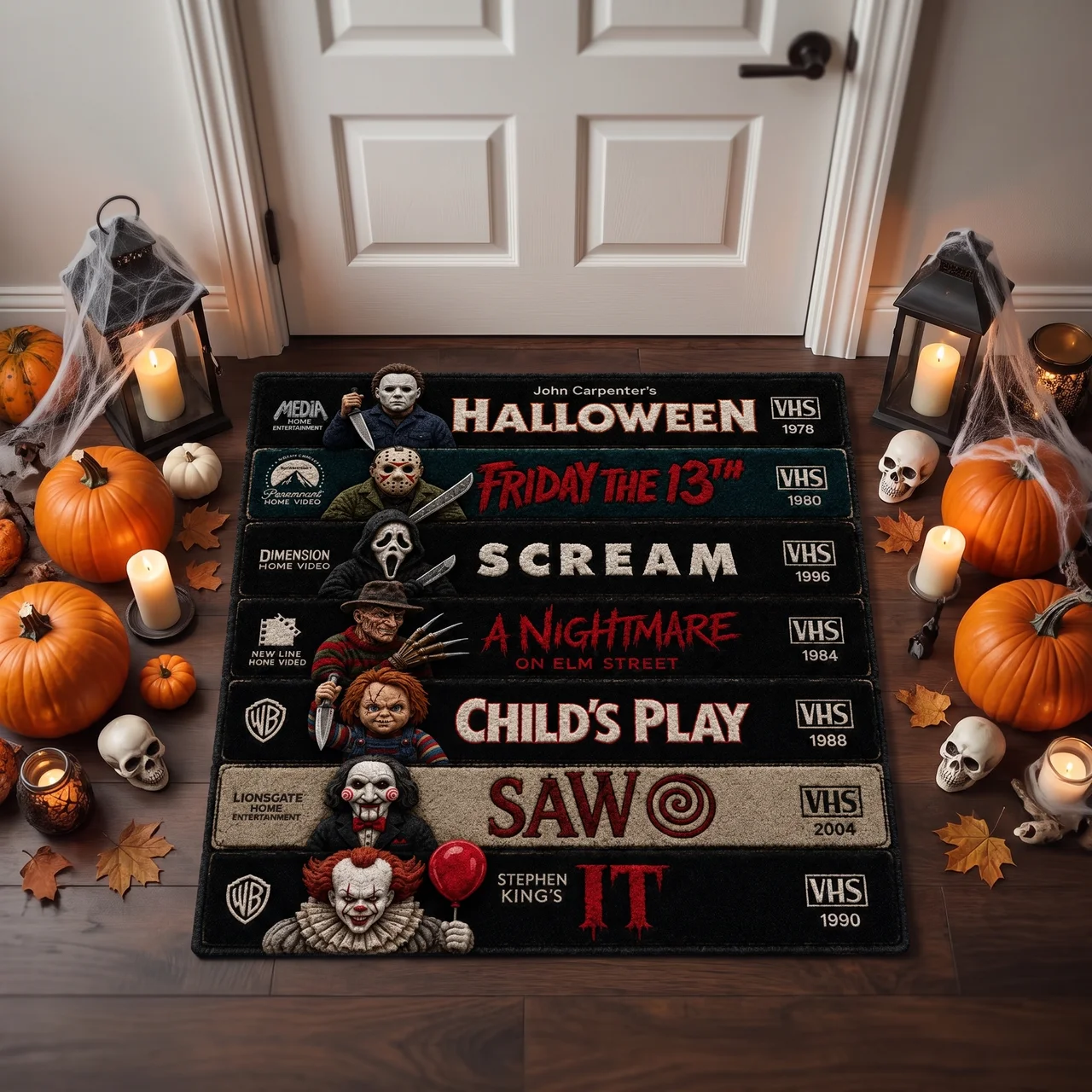 Horror Movie Rug, Spooky Halloween Area Rug, Scary Home Decor Gift for Horror Fans hn29072026