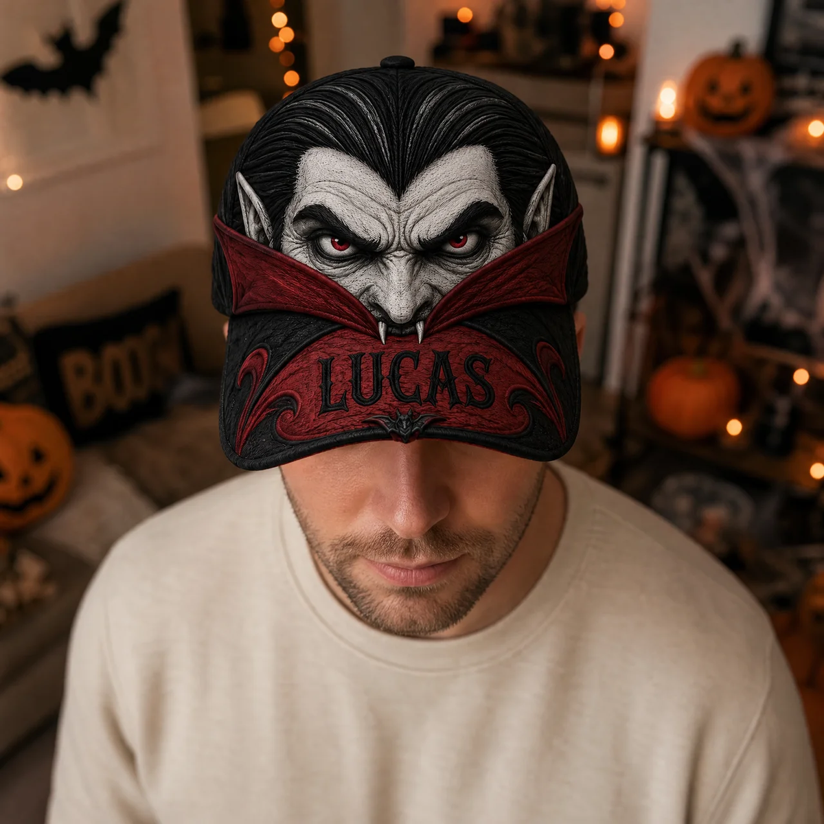 Custom Name 3D Classic Horror Monster Cap - Personalized Creepy Creature Baseball Hat hn27072026