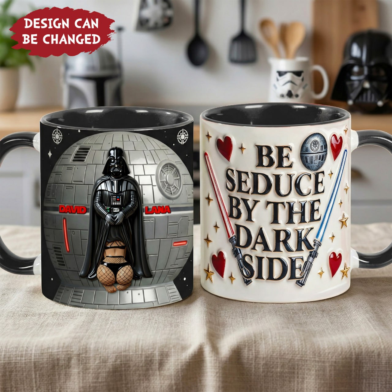 Personalized Dark Side Couple Mug, Custom Name Sci-Fi Coffee Mug – Funny Romantic Gift