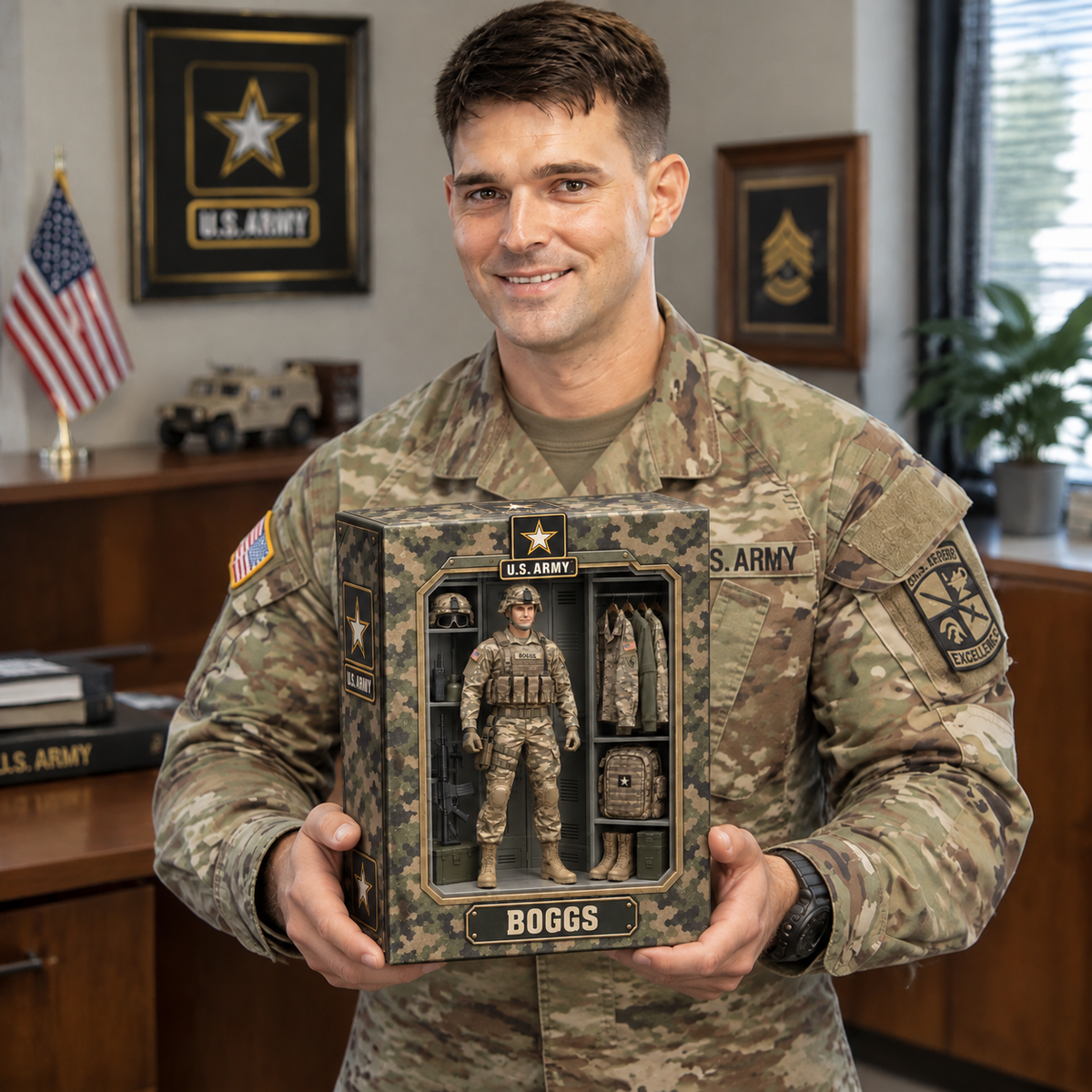 Custom Military Box Plaque With Photo and Name, Personalized Soldier Display Case, Gift for Veterans, Service Members and Military Families hn14102026