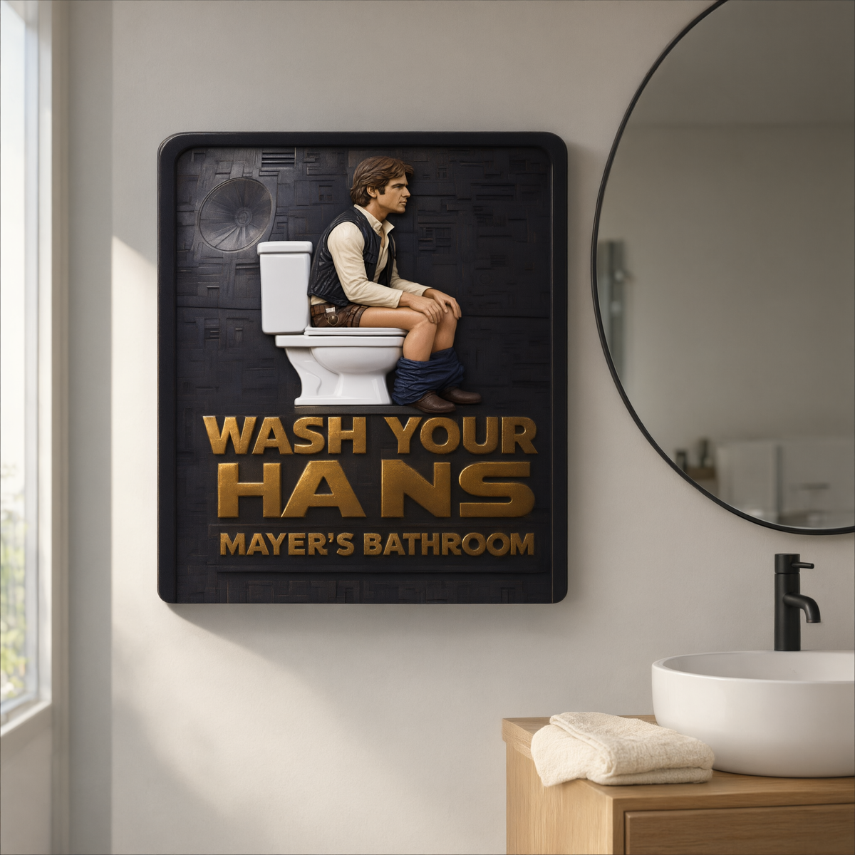 Funny Sci-Fi Bathroom Metal Sign With Custom Name, Personalized Toilet Wall Decor, Humorous Space Fantasy Gift for Sci-Fi Fans hn17102026