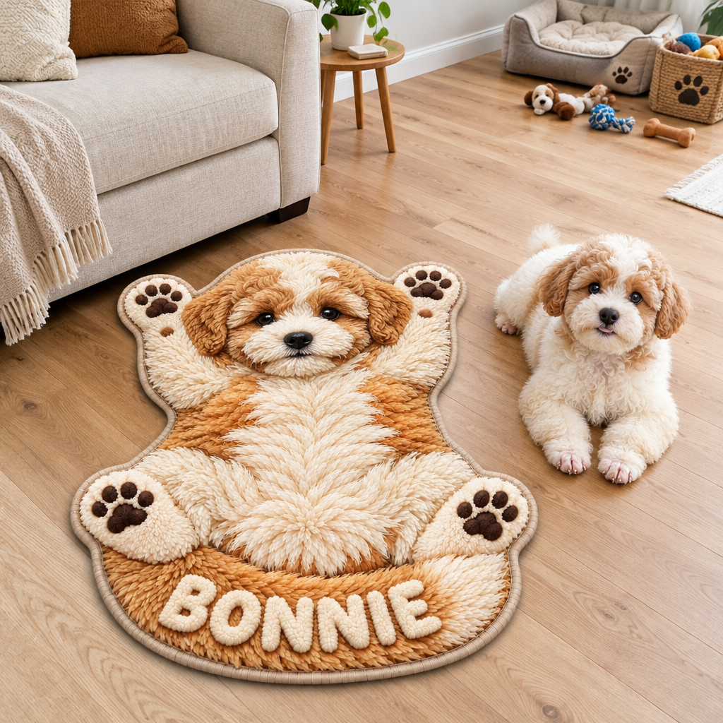 Custom Dog Rug With Name, Personalized Puppy Tufted Rug, Cute Pet Floor Decor, Unique Gift for Dog Lovers and Pet Parents hn15102026