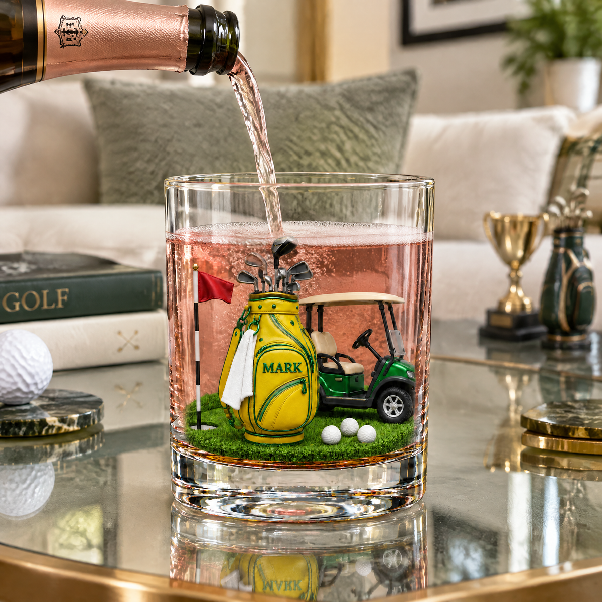 Custom Golf Glass With Name, Personalized Golf Club Display Glass, Gift for Golf Lovers, Golf Players and Sports Fans hn13102026