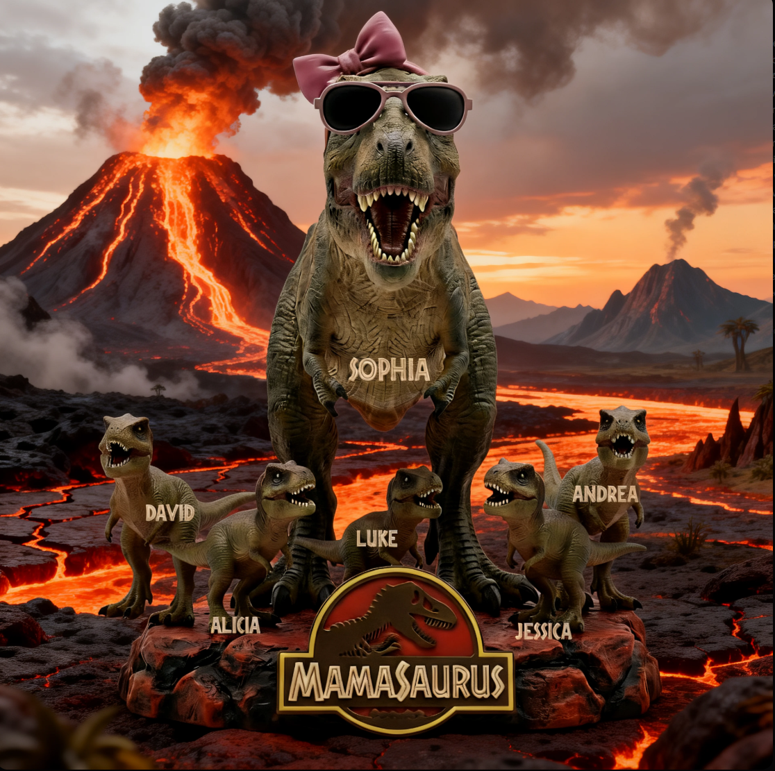 Personalized Mamasaurus Dinosaur Acrylic Plaques –  – Custom Mom with Kids Names