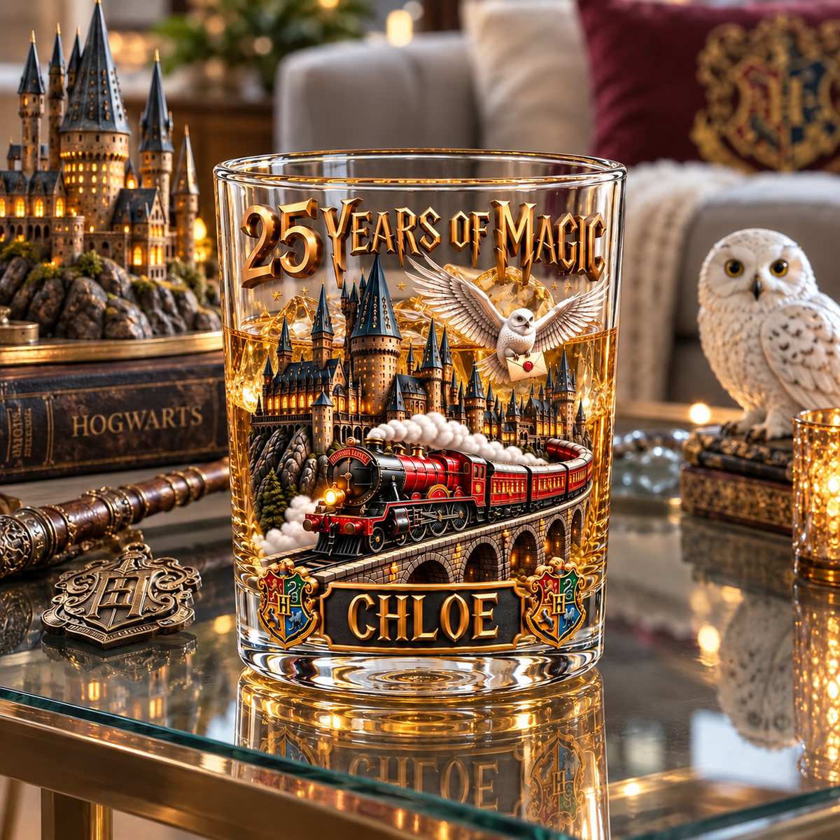 Personalized Fantasy Glass With Custom Name, Magical Castle Train Tumbler, Wizard Inspired Drinkware, Unique Gift for Fantasy Fans hn29102026