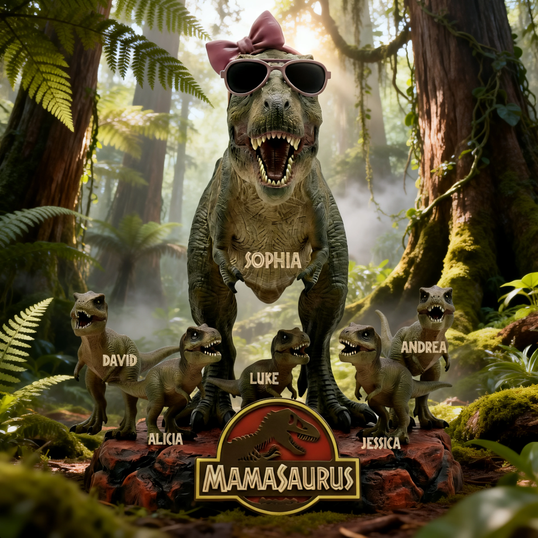 Personalized Mamasaurus Dinosaur Acrylic Plaques –  – Custom Mom with Kids Names