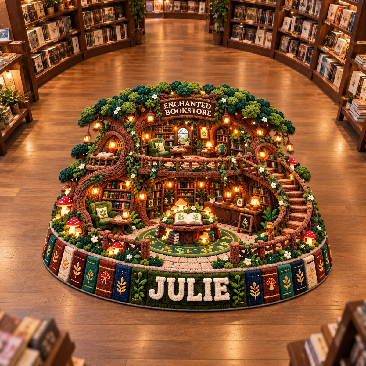 Custom Bookstore Shape Rug With Name, Personalized Book Lover Floor Decor, Cozy Reading Room Accent, Unique Gift for Book Lovers hn28102026