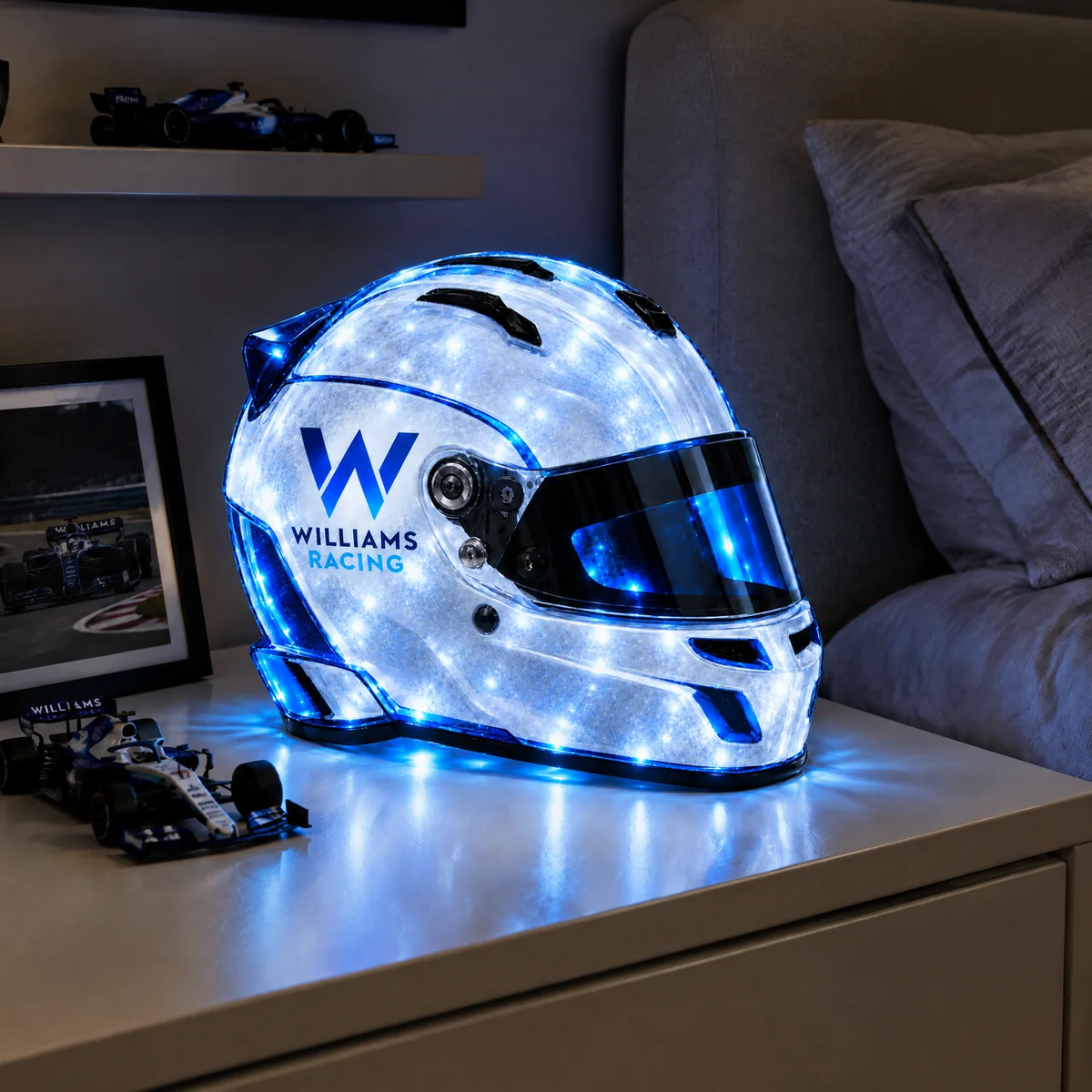 LED Racing Helmet Lamp, Illuminated Motorsport Helmet Light, Race Car Room Decor, Unique Gift for Formula Racing Fans hn29102026