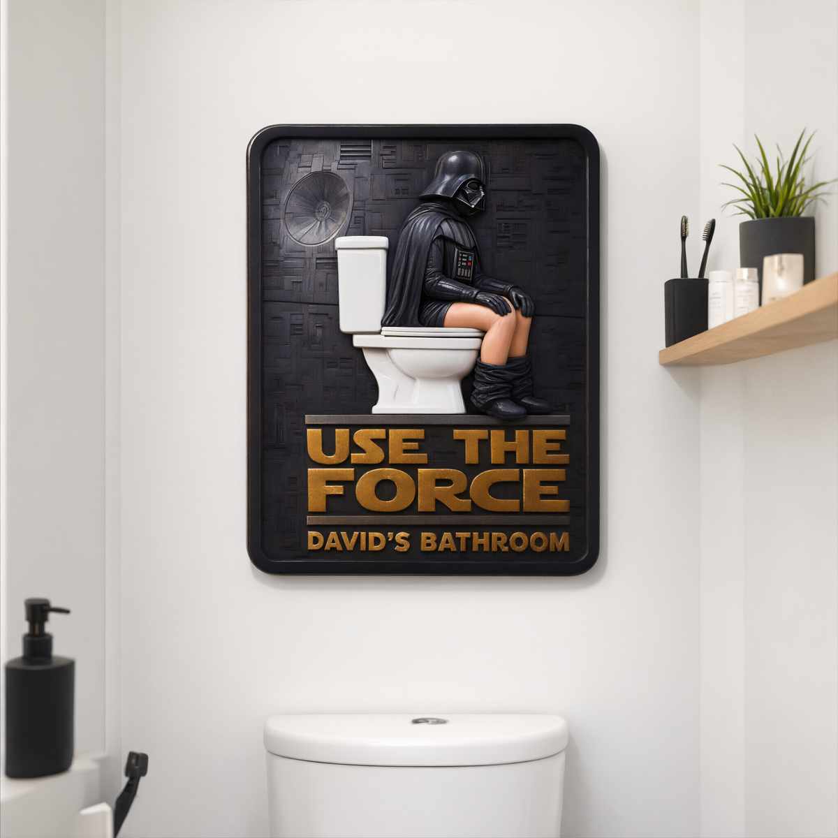 Funny Sci-Fi Bathroom Metal Sign With Custom Name, Personalized Toilet Wall Decor, Humorous Space Fantasy Gift for Sci-Fi Fans hn17102026