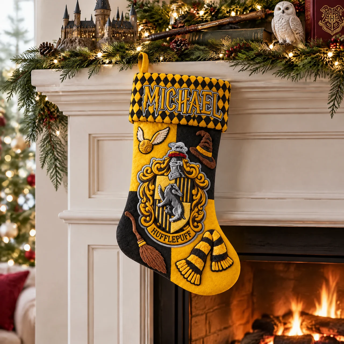 Personalized Wizard Christmas Stocking With Custom Name, Magical Fantasy Holiday Decor, Unique Christmas Gift for Fantasy Fans hn26102026