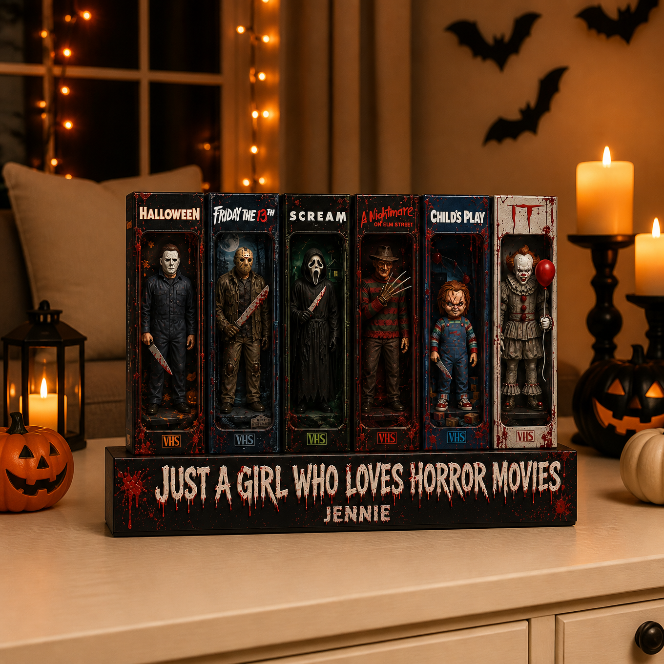Custom Name Horror Plaque, Personalized Horror Movie Display Sign, Gift for Horror Fans hn06082026