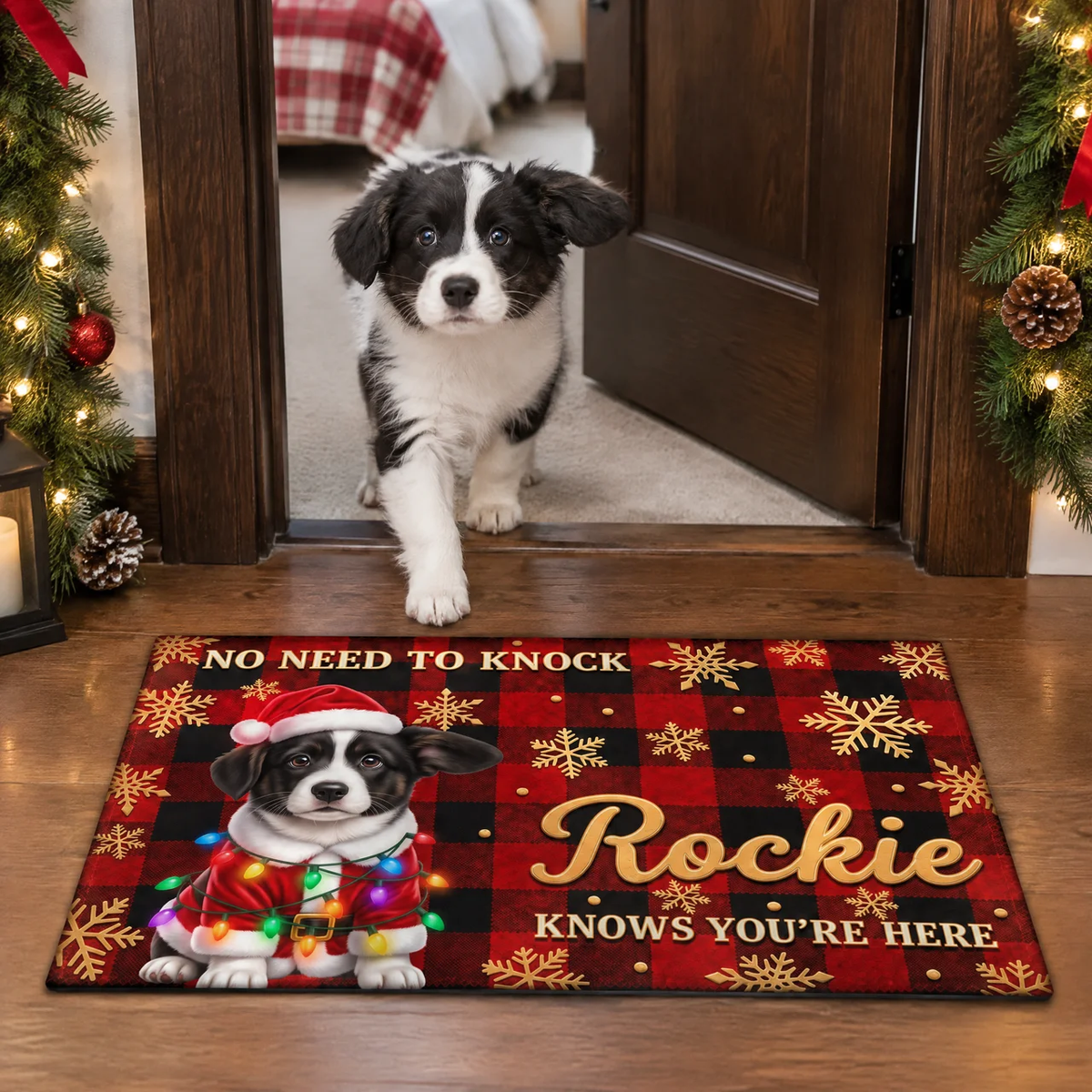 Custom Christmas Pet Rug With Photo and Name, Personalized Holiday Dog Rug, Gift for Pet Lovers, Dog Owners and Animal Fans hn13102026tp