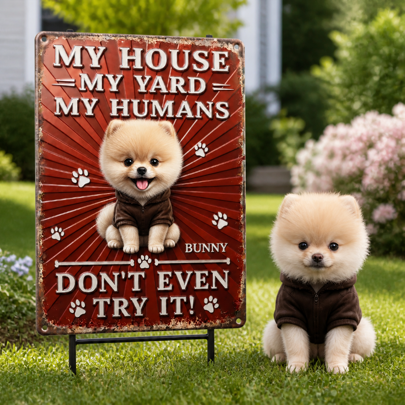 Custom Dog Photo Name Yard Sign, Personalized Pet Name Garden Sign, Gift for Dog Lovers hn19082026