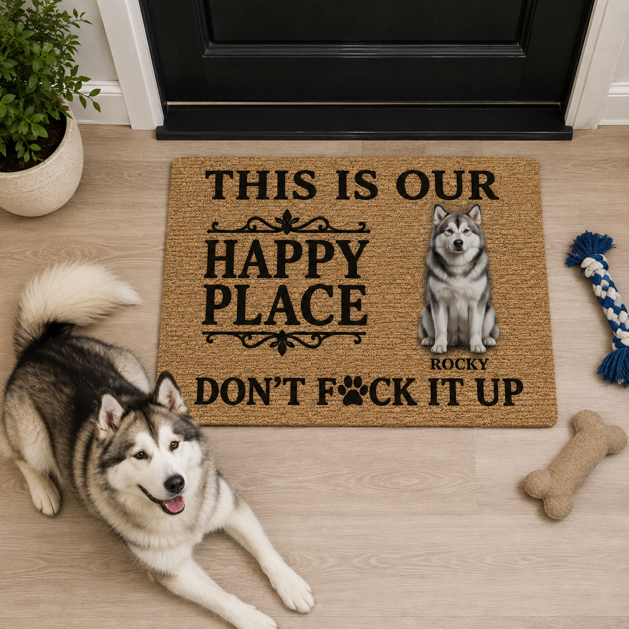 Custom Photo Name Pet Rug, Personalized Dog Portrait Door Mat, Gift for Pet Lovers and Dog Owners hn19082026