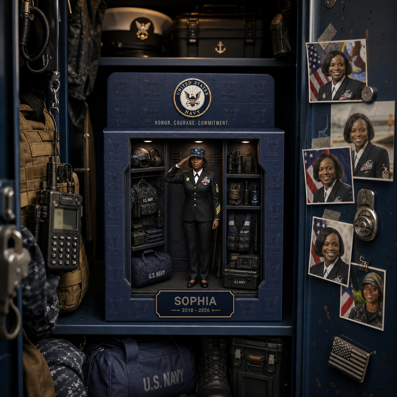 Custom Photo Armed Forces Locker Room Box Plaque - Personalized Military Veteran Tribute Gift
