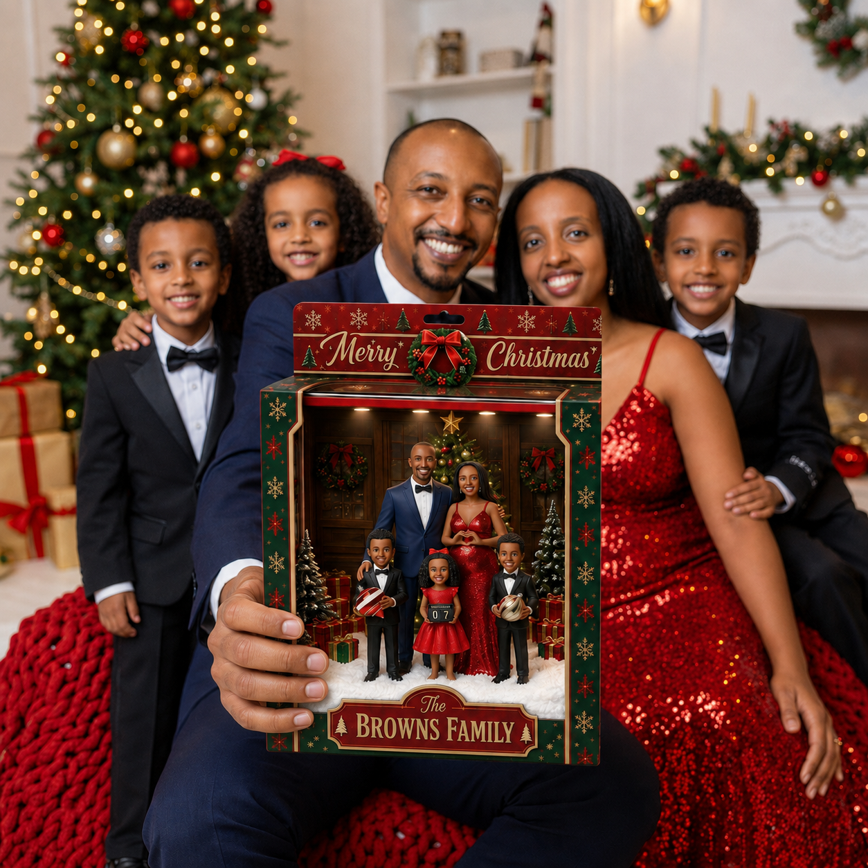 Custom Family Photo Christmas Box Plaque, Personalized Holiday Family Keepsake, Gift for Families hn19082026