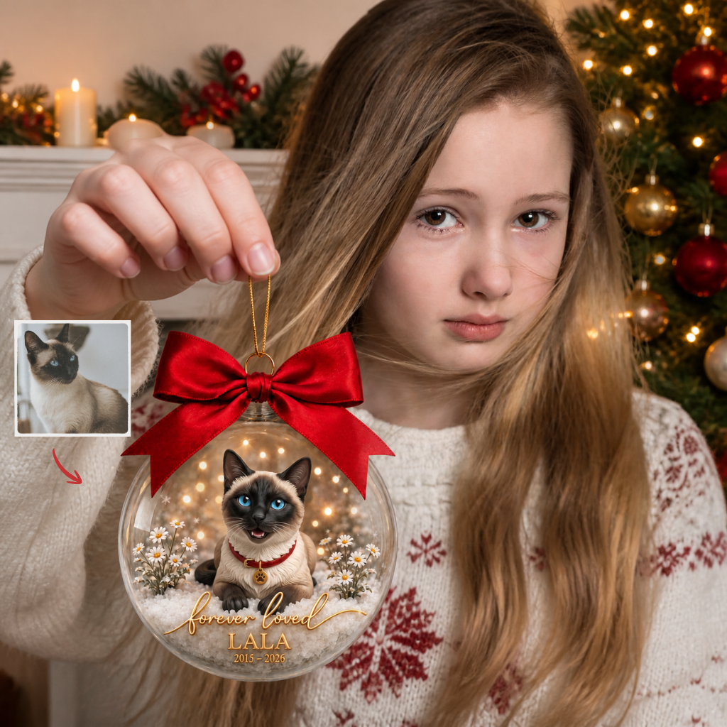 Custom Pet Photo Name Christmas Ornament, Personalized Cat & Dog Memorial Ornament, Gift for Pet Lovers hn12082026